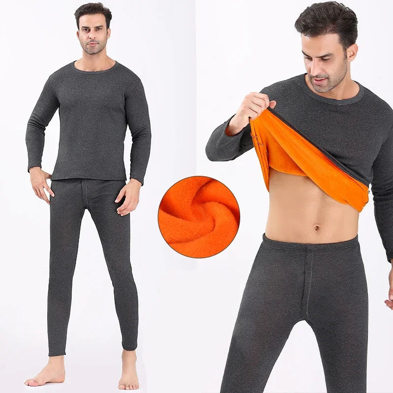 Men's Thick Fleece-Lined Thermal Underwear Set