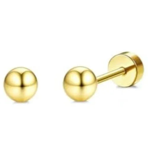 14K Gold-Plated Stainless Steel Classic Stud Earrings