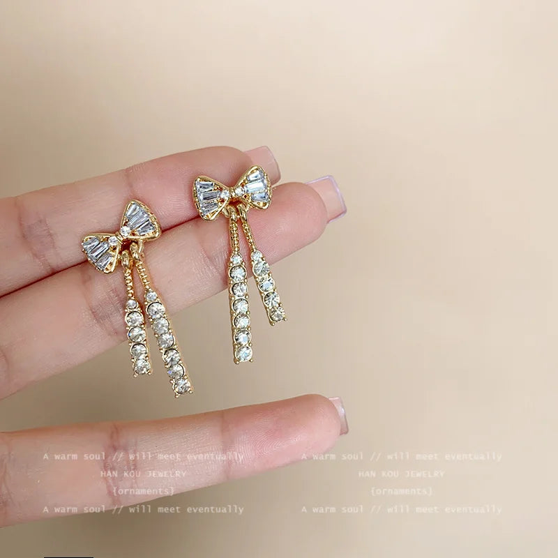 Bowknot Cubic Zirconia Stud Earrings