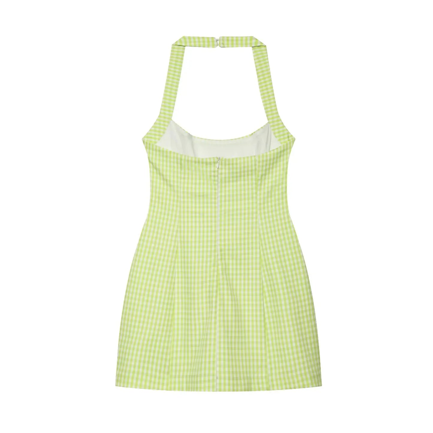 Women’s Plaid Backless Mini Dress.