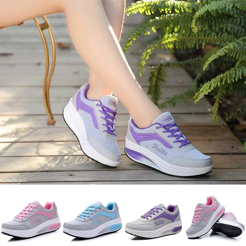 Women’s Fashion Platform Sneakers – Comfortable Casual Walking Shoes with Lightweight Flat Sole & Plus Size Fit