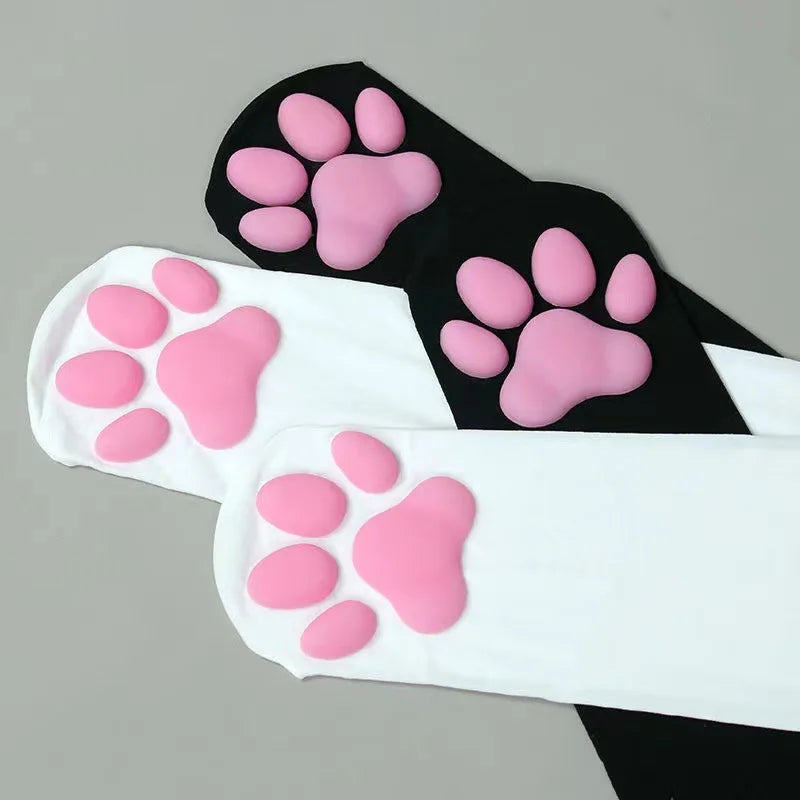Cute 3D Cat Paw Thigh-High Socks