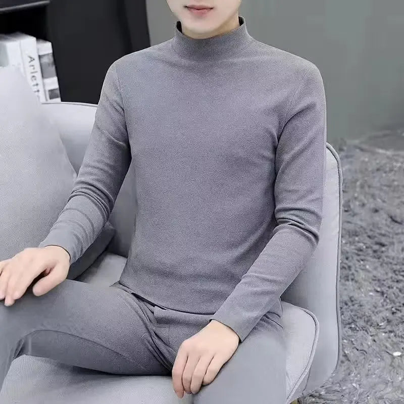 Men's Fleece-Lined Mock Neck Thermal Set