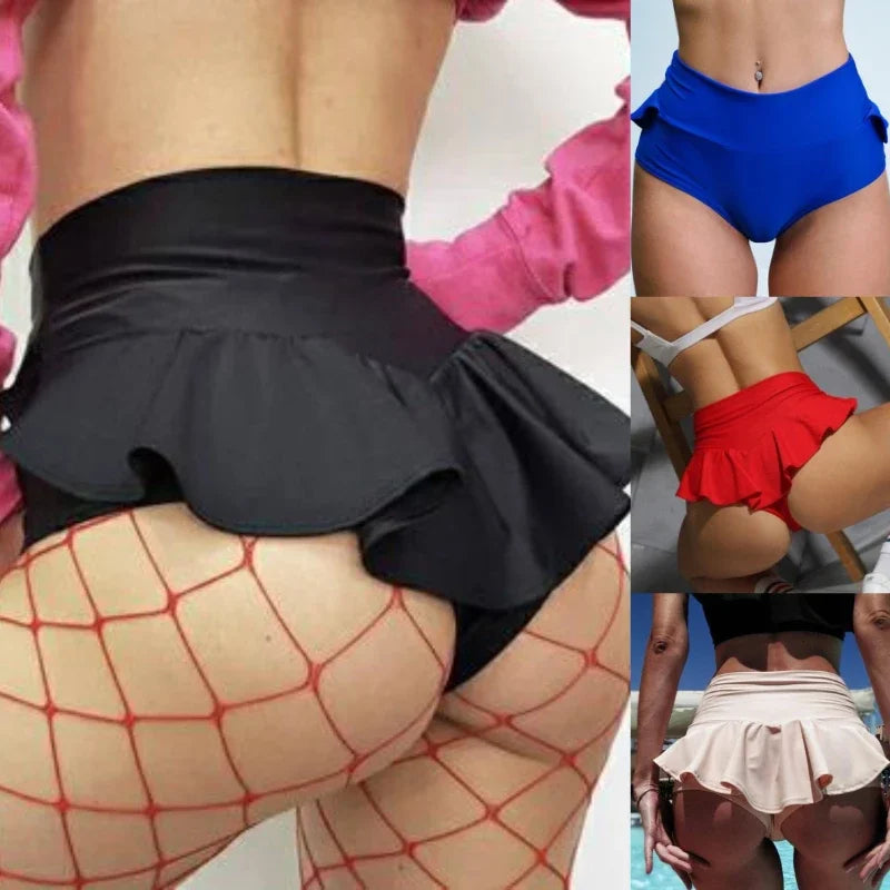 Woman Sexy Open Crotch Mini Invisable Zipper Crotchless Shorts Leggings Skirt Underwear Lingerie Outdoor Sex Tight Dress Pants