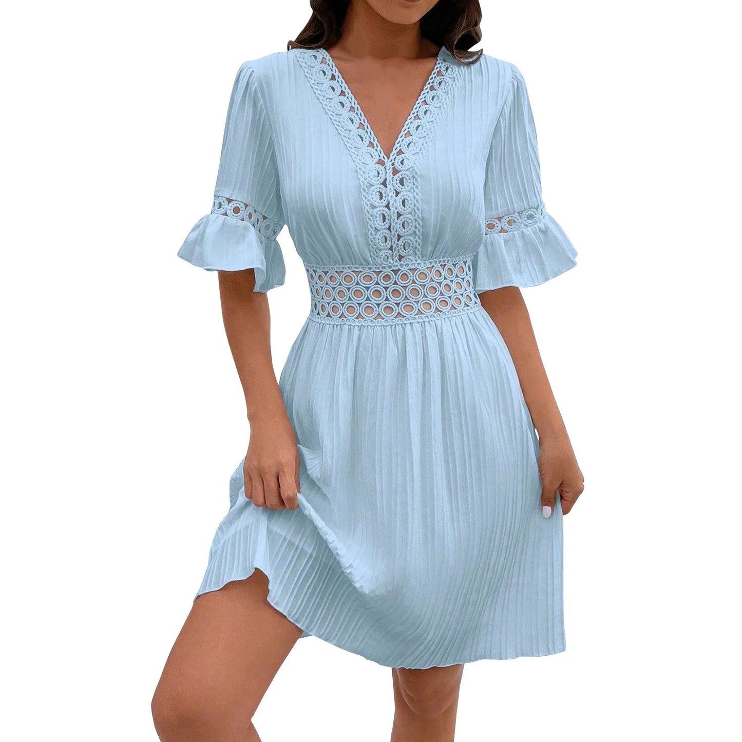 Women’s V-Neck A-Line Mini Dress.