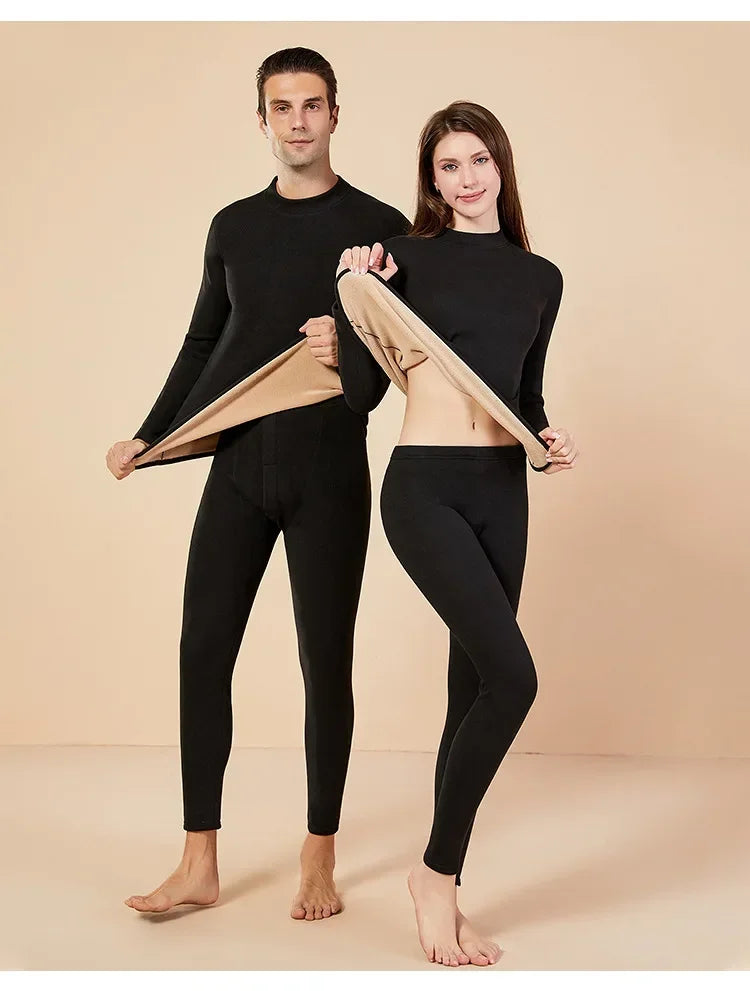 Men's Mock Neck Fleece Thermal Underwear Set