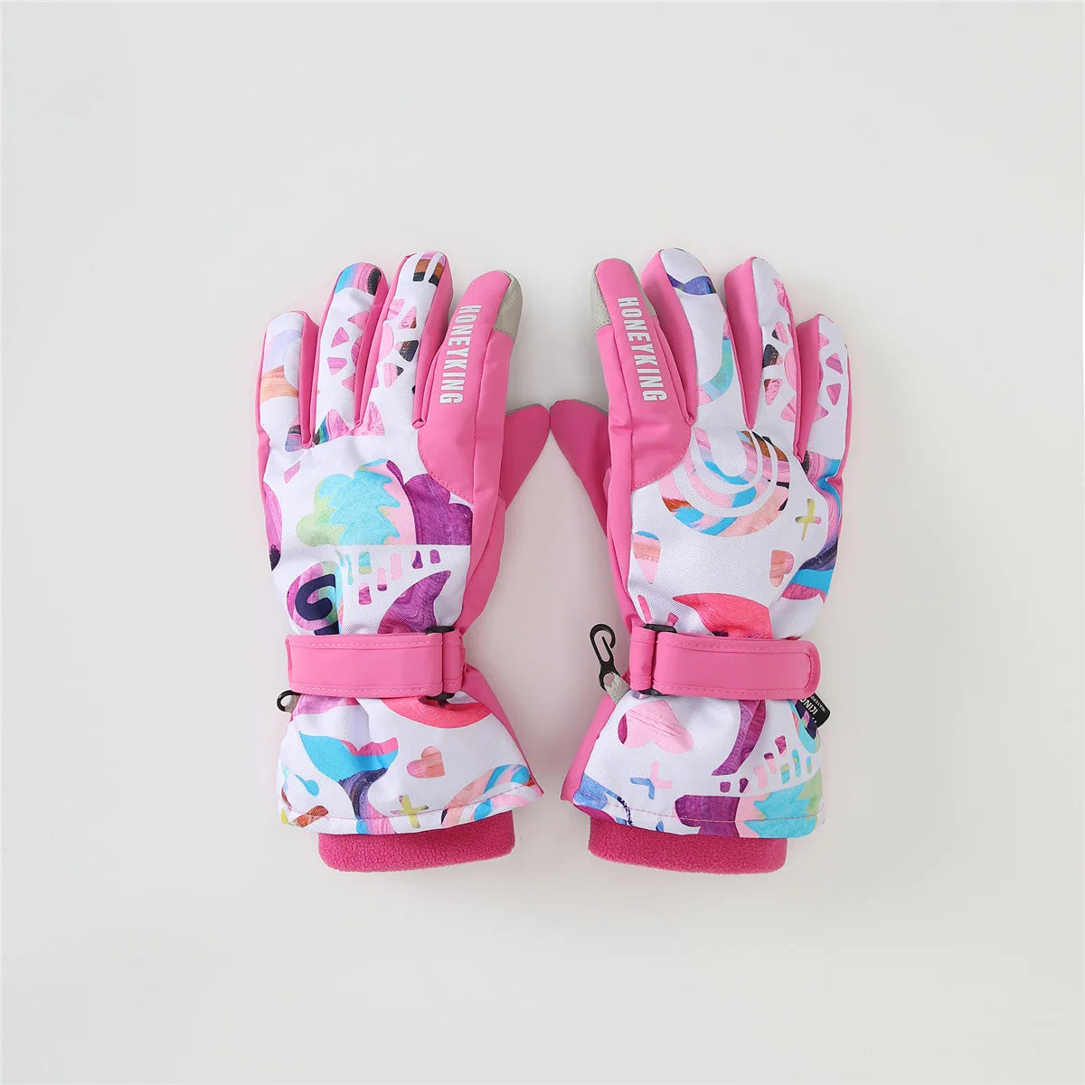 HONEYKING Kids Winter Ski Gloves Waterproof Warm Padded Mitten For Girls Boys Outdoor Skiing Cycling Windproof Snowboard Gloves