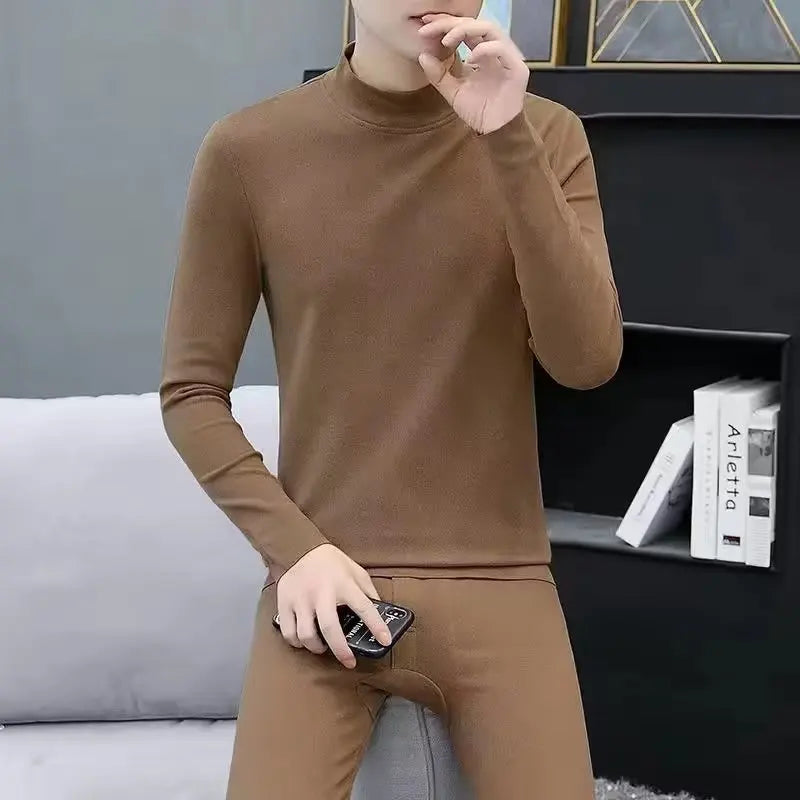 Men's Fleece-Lined Mock Neck Thermal Set