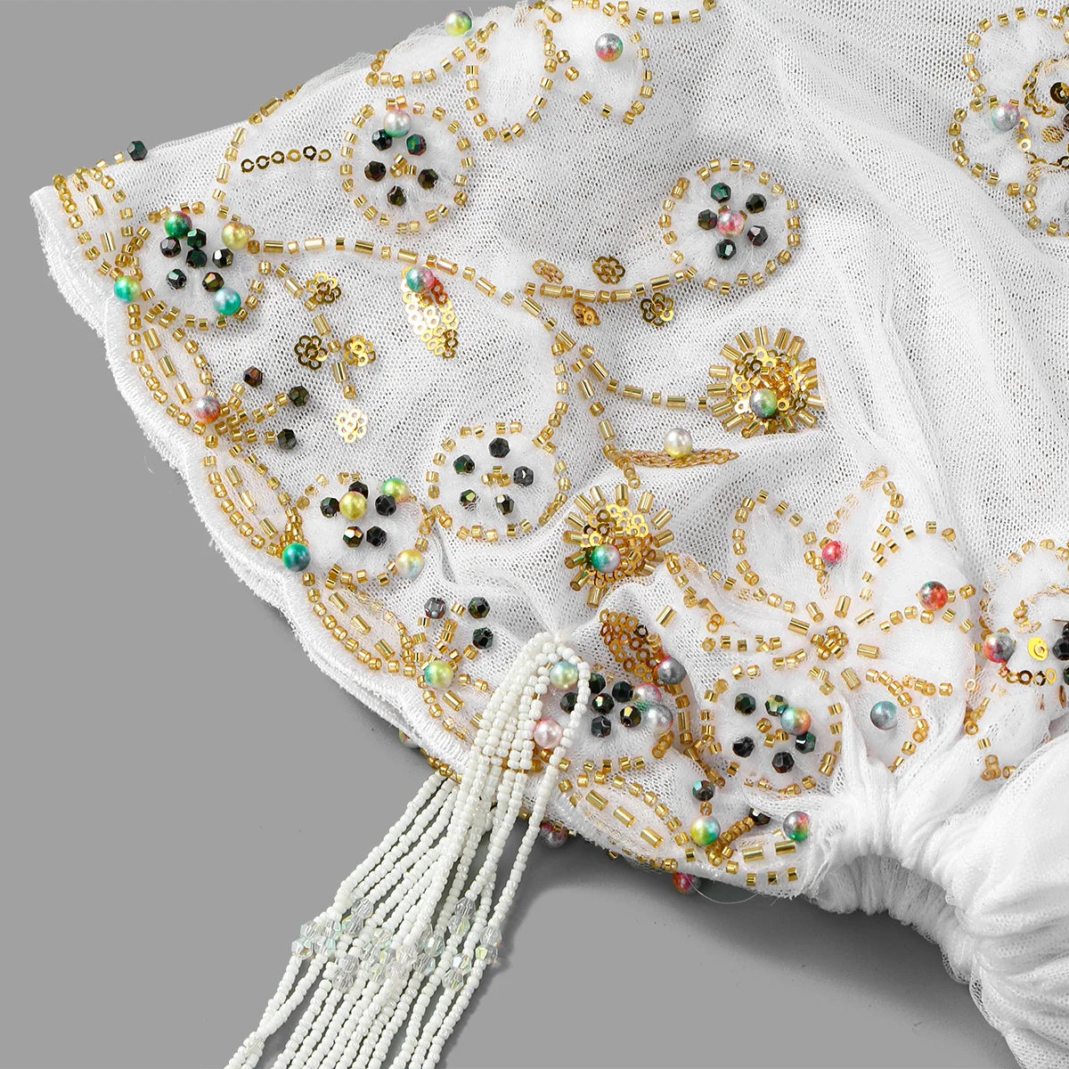 Women’s Luxury Pearl Embroidered Mesh Hijab Cap