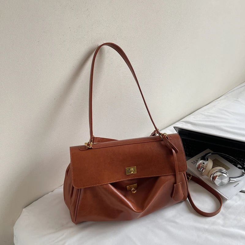 Women’s Vintage PU Flap Shoulder & Crossbody Bag