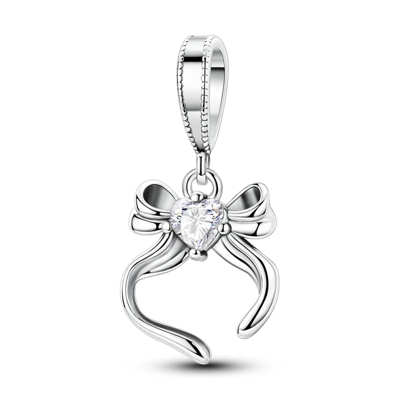 925 Sterling Silver Pink Ballet Girl Bow Pendant Charm Bead for Women – Elegant DIY Jewelry Making Charm for Bracelets & Necklaces