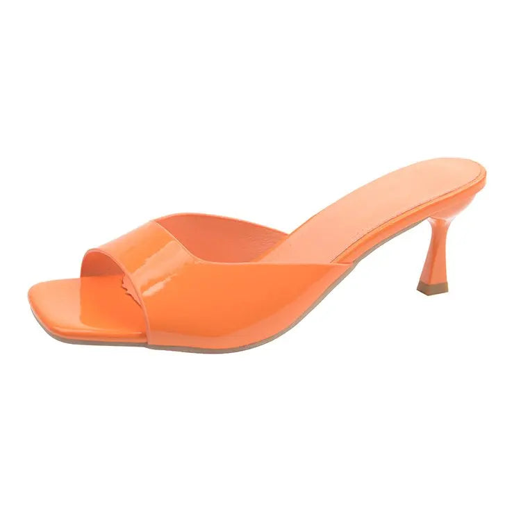Women’s Elegant Peep Toe Stiletto Heel Sandals Slip-On Open Toe Mid Heel Summer Office Party Dress Shoes