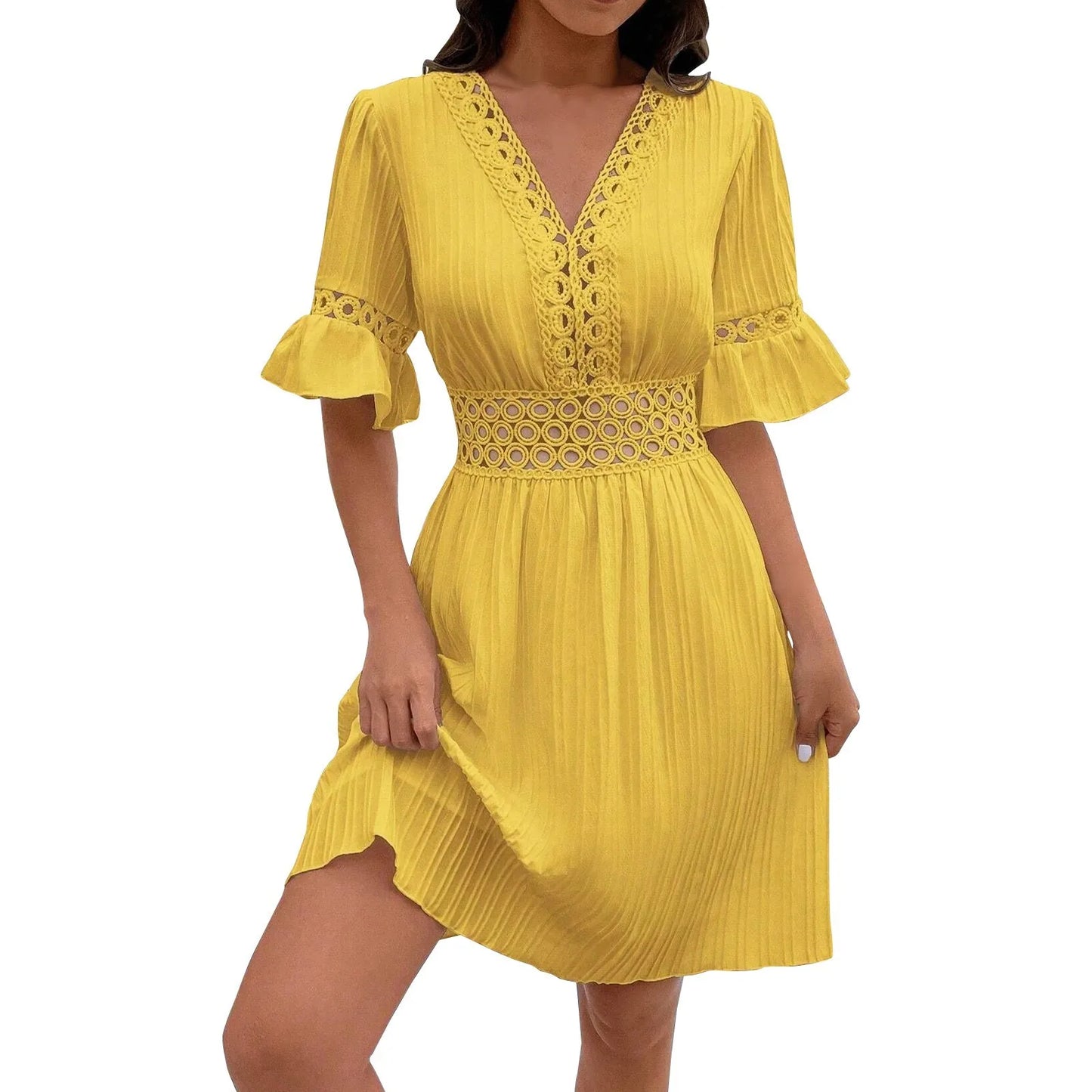 Women’s V-Neck A-Line Mini Dress.