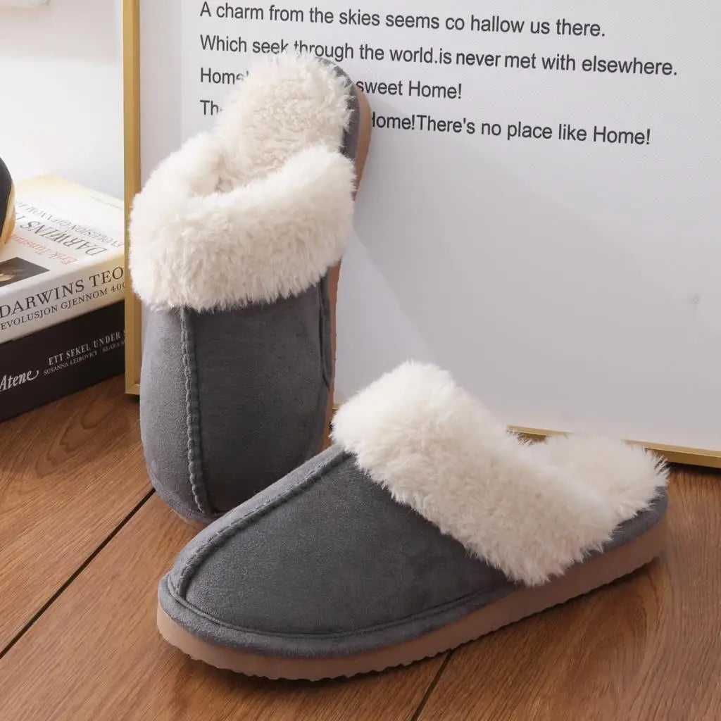 Kidmi Warm Fluffy Women Slippers Classic Brand Fuzzy House Slippers Indoor Soft Memory Foam Slippers Outdoor Antiskid Slippers