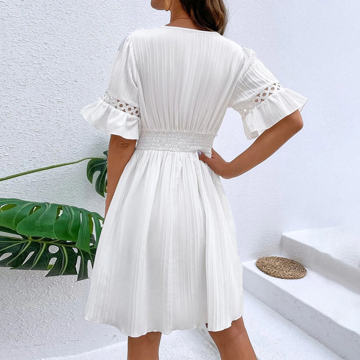 Women’s V-Neck A-Line Mini Dress.