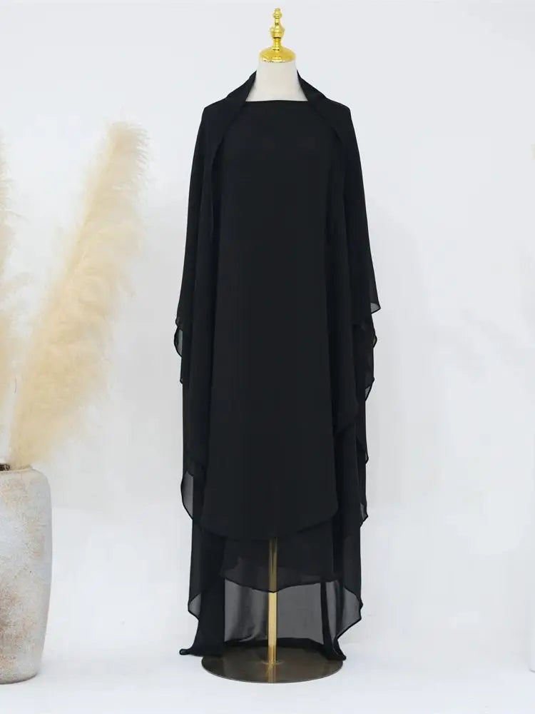 Women’s Elegant Chiffon Khimar & Abaya Set