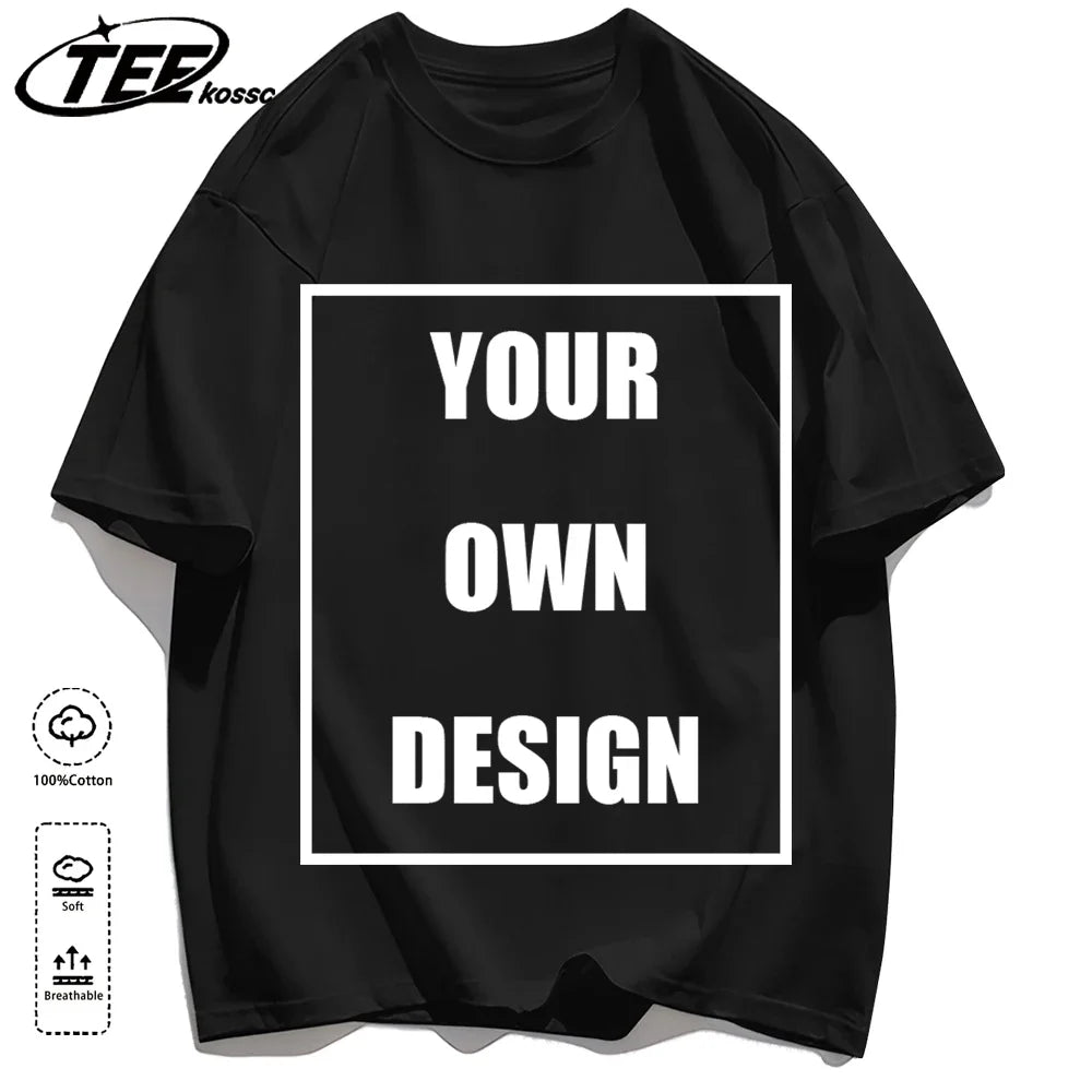 Customized LOGO Picture Men's Cotton T-Shirt Summer Colour Loose Short Sleeves Comfortable Fashion T Shirts Unisex O-Neck DIY Te