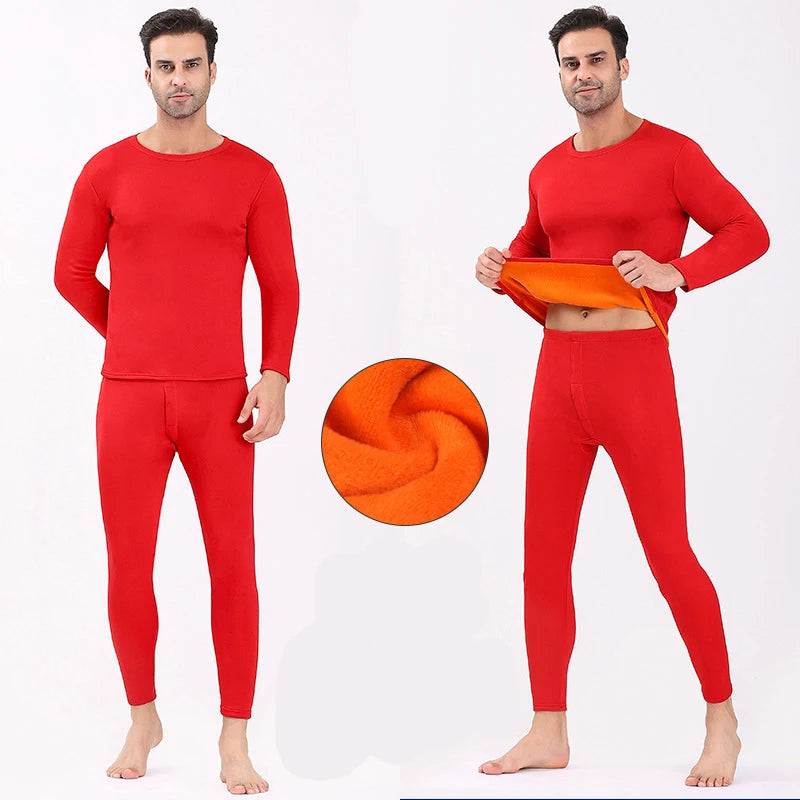 Men's Thick Fleece-Lined Thermal Underwear Set