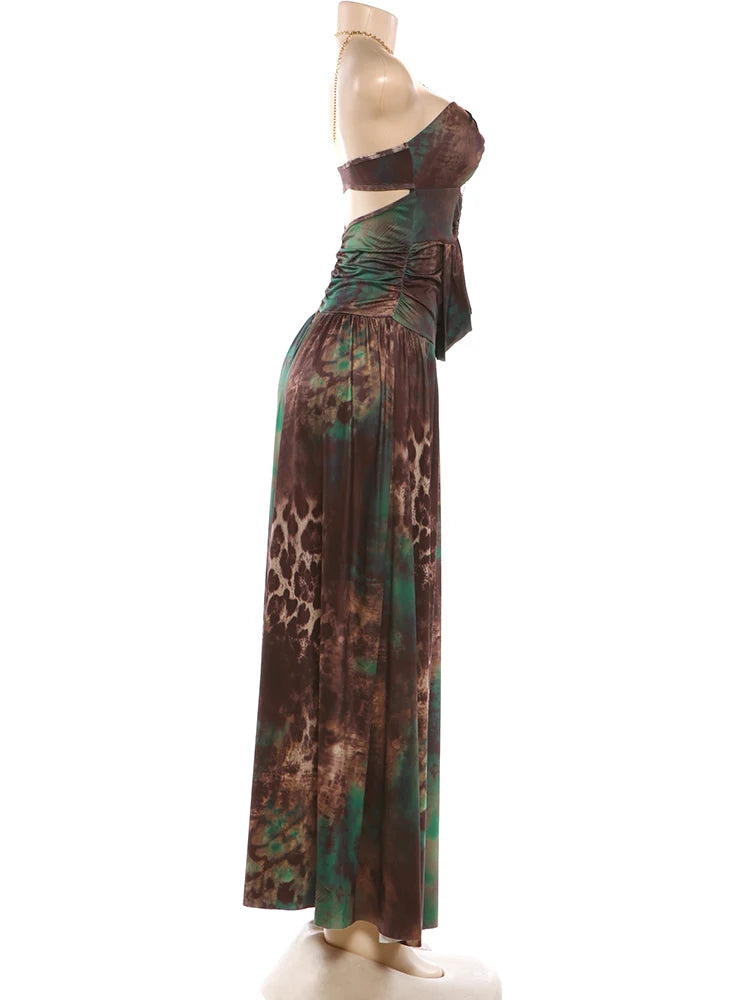 Women’s Elegant Hollow-Out Halter Maxi Dress.