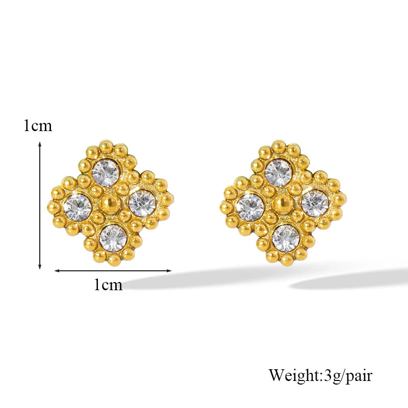 EILIECK 316L Stainless Steel White Zirconia Flower Petal Necklace Bracelet & Earrings Set for Women – Trendy Jewelry Party Gift