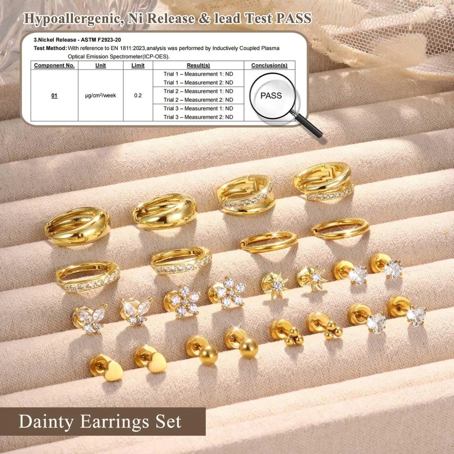 14K Gold-Plated Stainless Steel Classic Stud Earrings