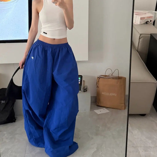 Plus Size Y2K Embroidered Wide-Leg Jogger Pants