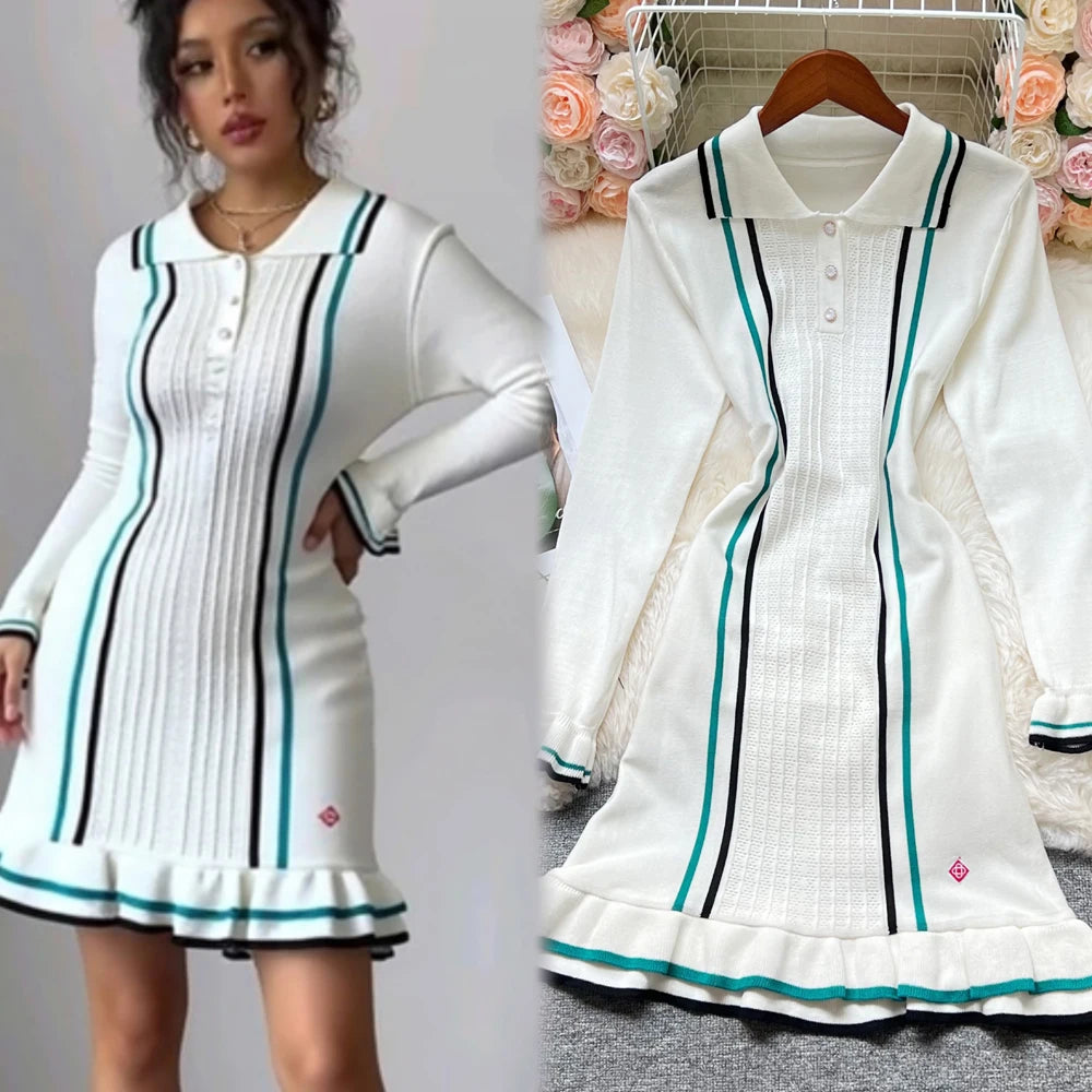 Chic Ruffle Knit Mini Dress