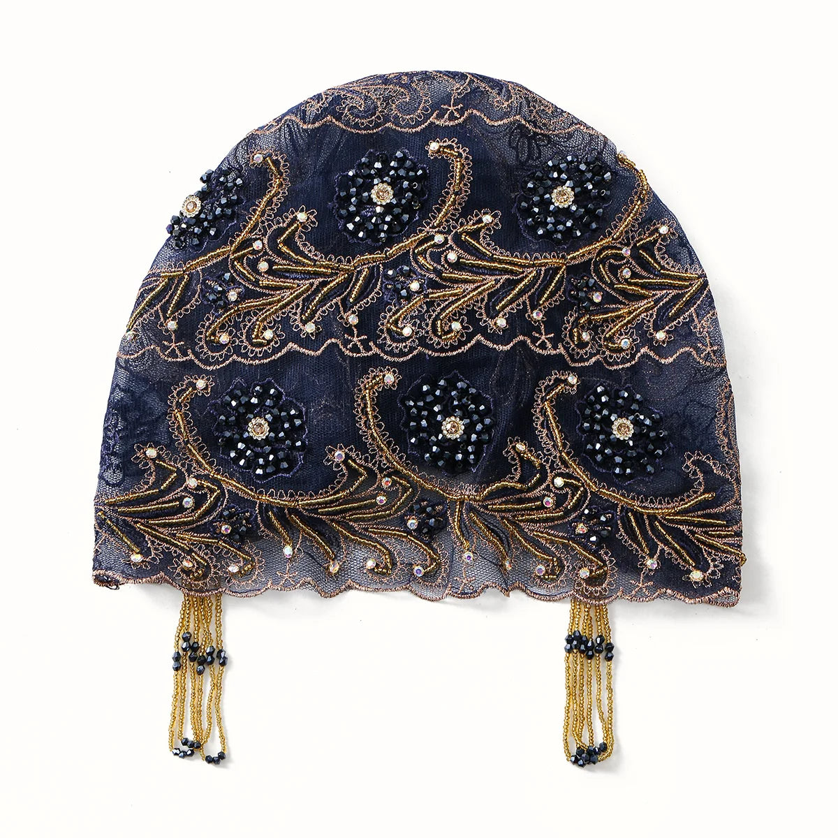 Women’s Luxury Pearl Embroidered Mesh Hijab Cap