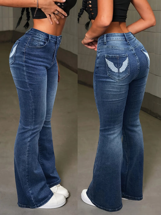 Women’s Y2K Embroidered Flare-Leg Jeans