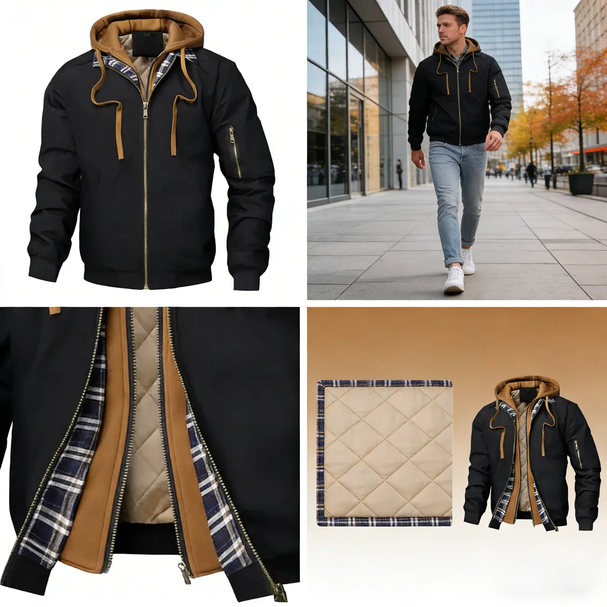 Men's Hooded Winter Windbreaker Jacket