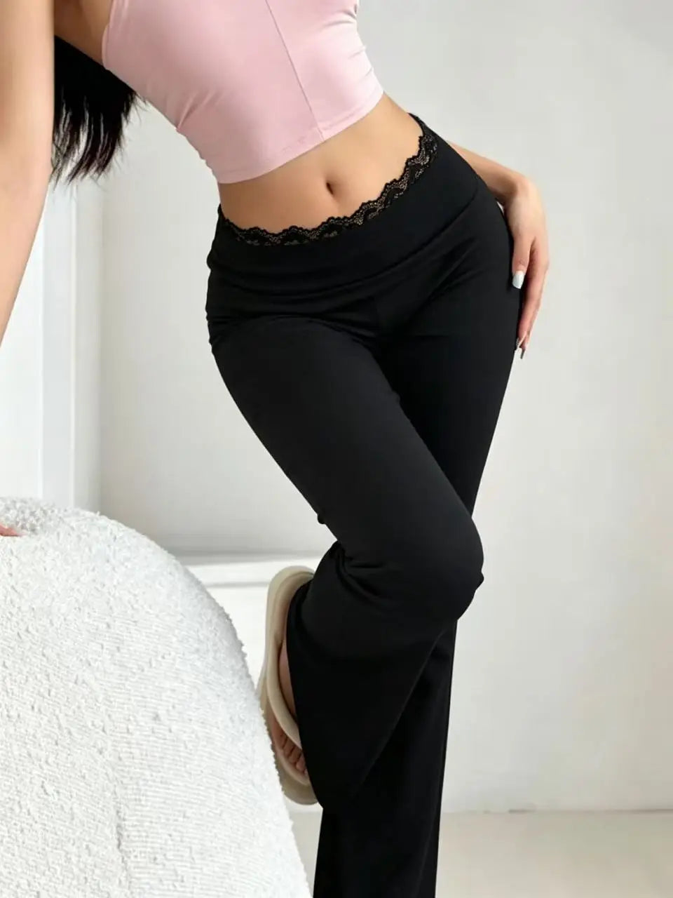 Women’s High-Waist Lace Flare Leggings