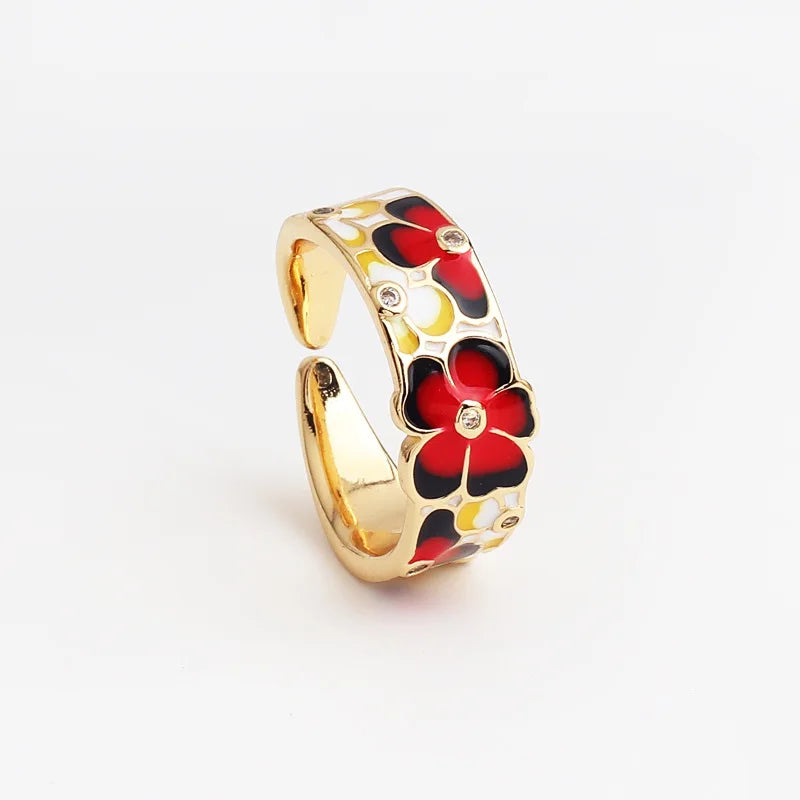 Women’s Gold-Plated Zircon Botanical Statement Ring