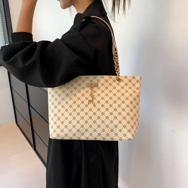 Women’s Fashion Plaid PU Shoulder Tote Bag