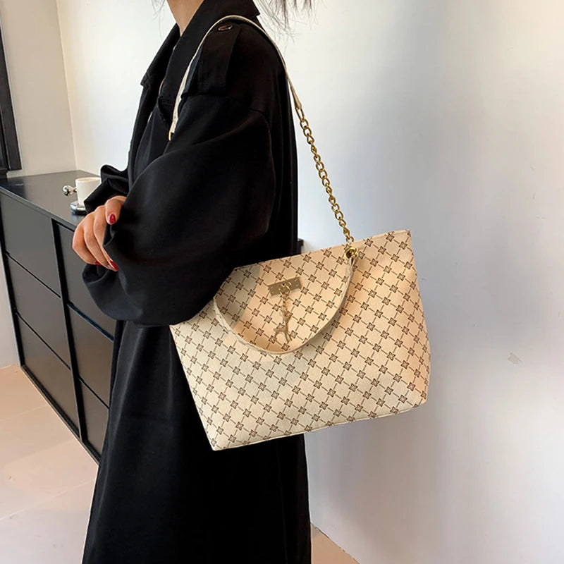 Women’s Fashion Plaid PU Shoulder Tote Bag