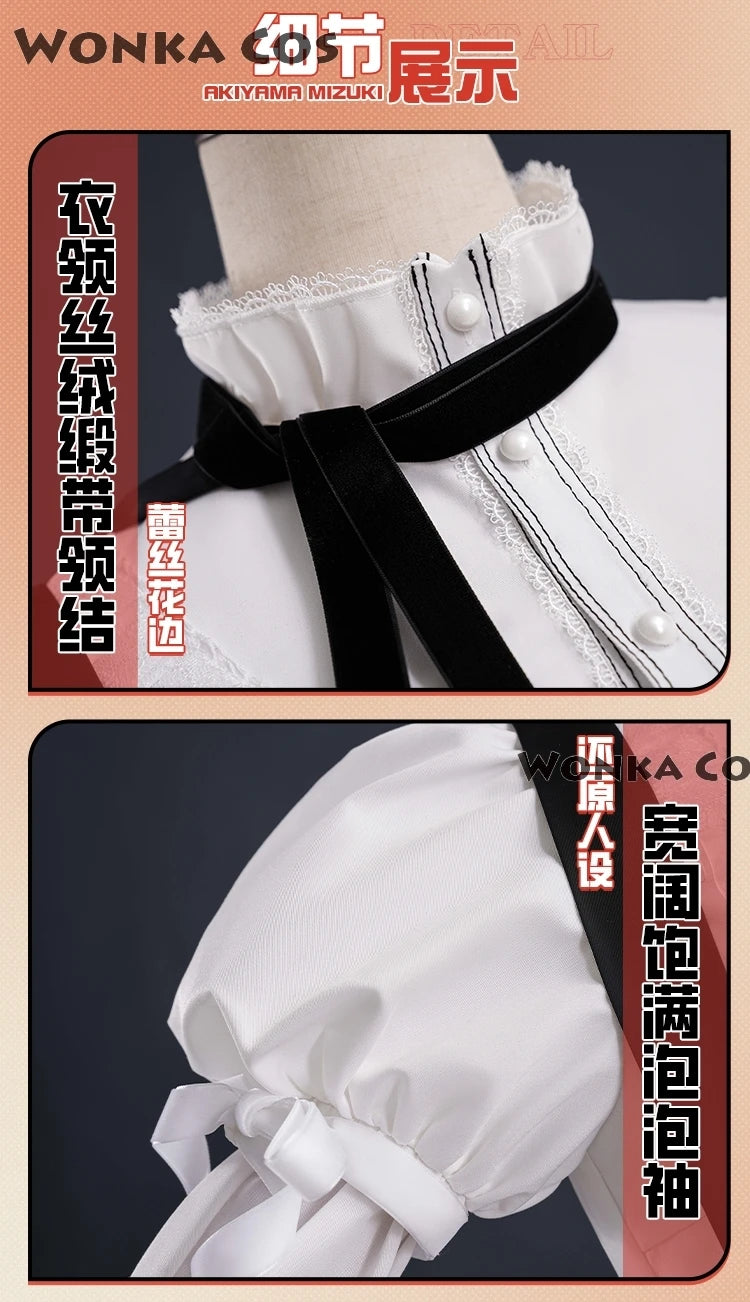 Project Sekai Akiyama Mizuki Cosplay Costume PJSK Lovely Lolita Party White Dress Wig Mizu5 Uniform Women Halloween Outfit
