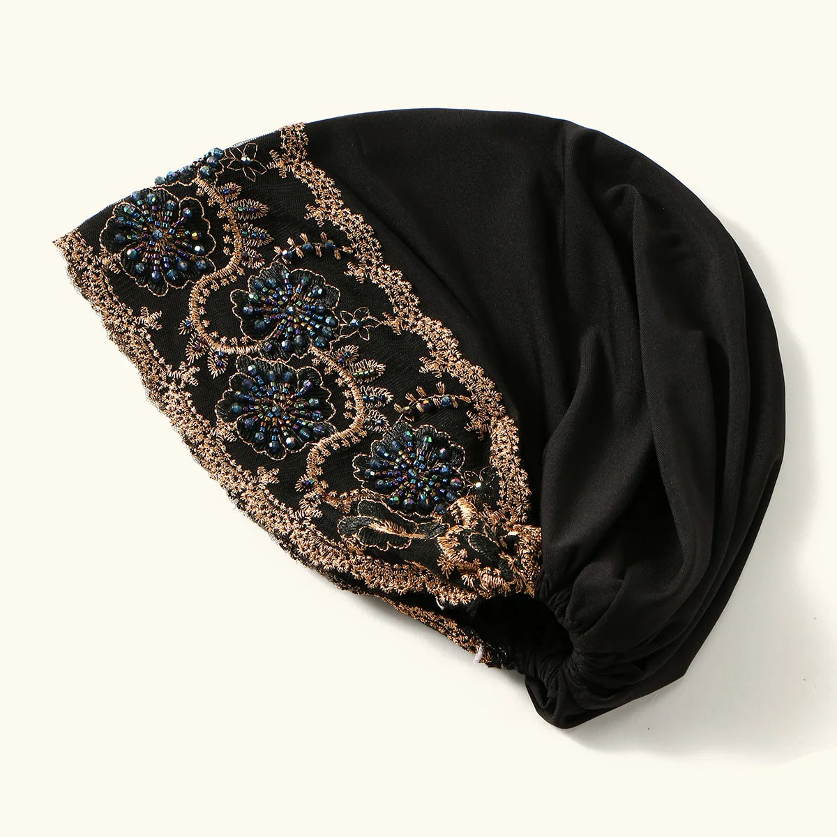 Women’s Luxury Pearl Embroidered Mesh Hijab Cap