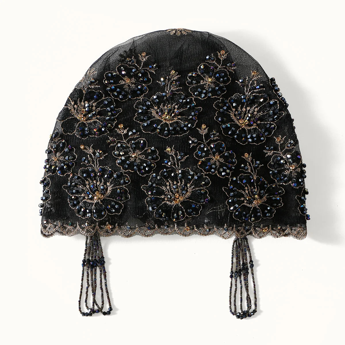 Women’s Luxury Pearl Embroidered Mesh Hijab Cap