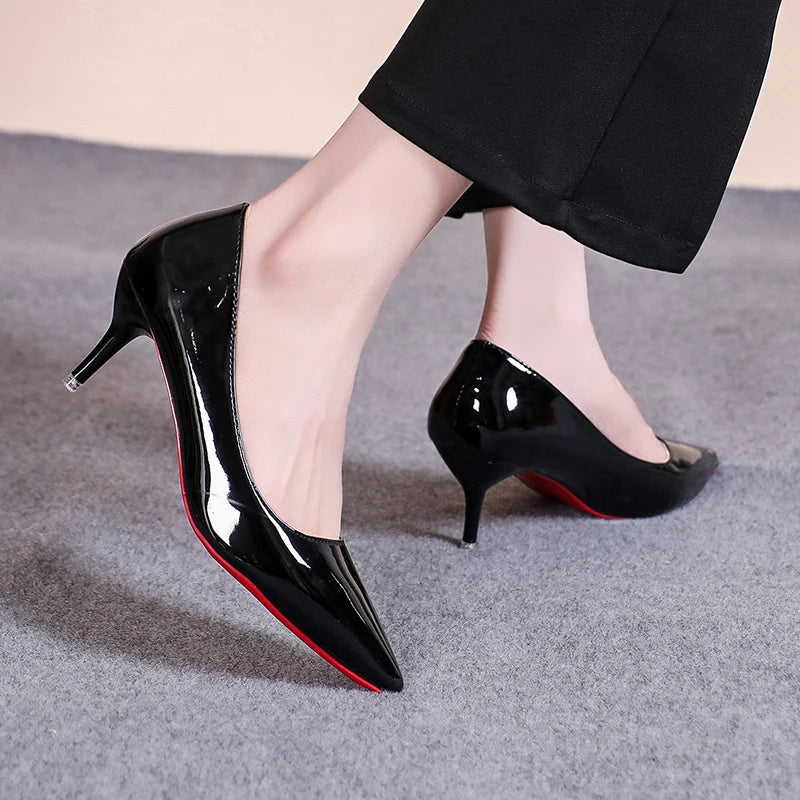 Classic Patent Pointed Toe Stiletto Pumps