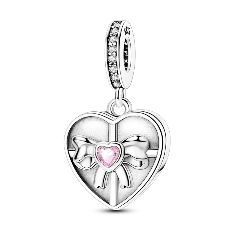 925 Sterling Silver Pink Ballet Girl Bow Pendant Charm Bead for Women – Elegant DIY Jewelry Making Charm for Bracelets & Necklaces