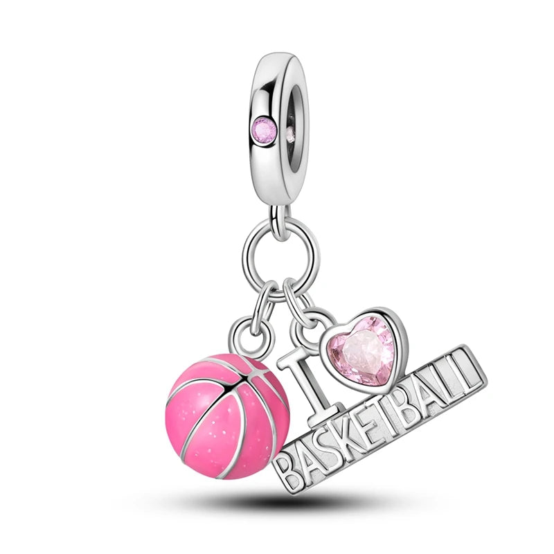 925 Sterling Silver Pink Ballet Girl Bow Pendant Charm Bead for Women – Elegant DIY Jewelry Making Charm for Bracelets & Necklaces
