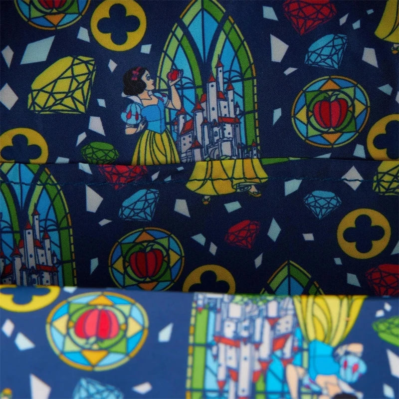 Loungefly Disney Princess Colored Glass Collection Mini Backpack & Wallet – Snow White & Princess Belle Fashion Accessories
