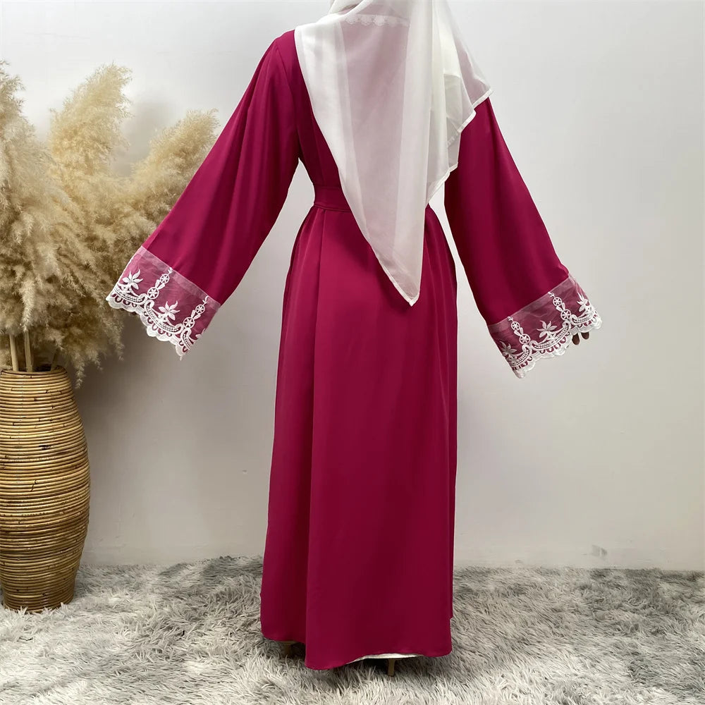 Women’s Lace Trim Nida Abaya with Pockets