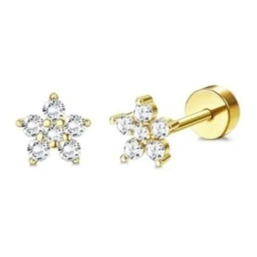 14K Gold-Plated Stainless Steel Classic Stud Earrings