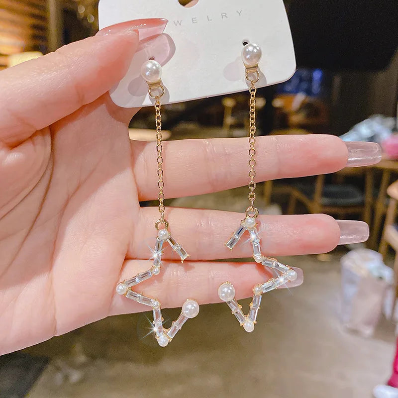 Crystal Zircon Geometric Drop Earrings