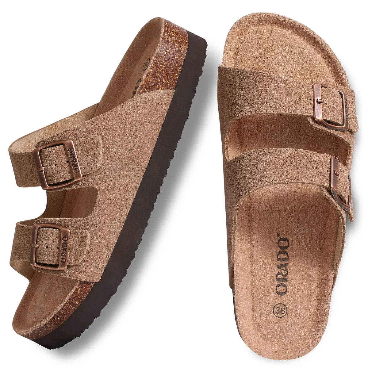 Bebealy Women's Cork Footbed Slide Sandal Summer Men Mules Fashion Women Clogs Slippers Outdoor Beach Sandals Adjustable Buckle