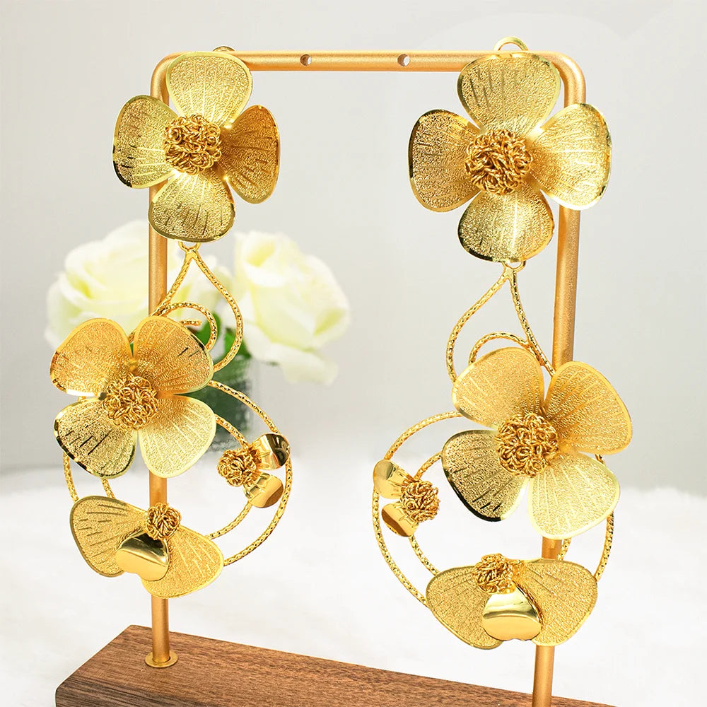 Women’s 18K Gold-Plated Botanical Drop Earrings