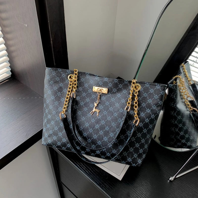 Women’s Fashion Plaid PU Shoulder Tote Bag