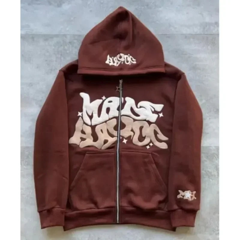 Unisex Printed Fleece Zip Hoodie