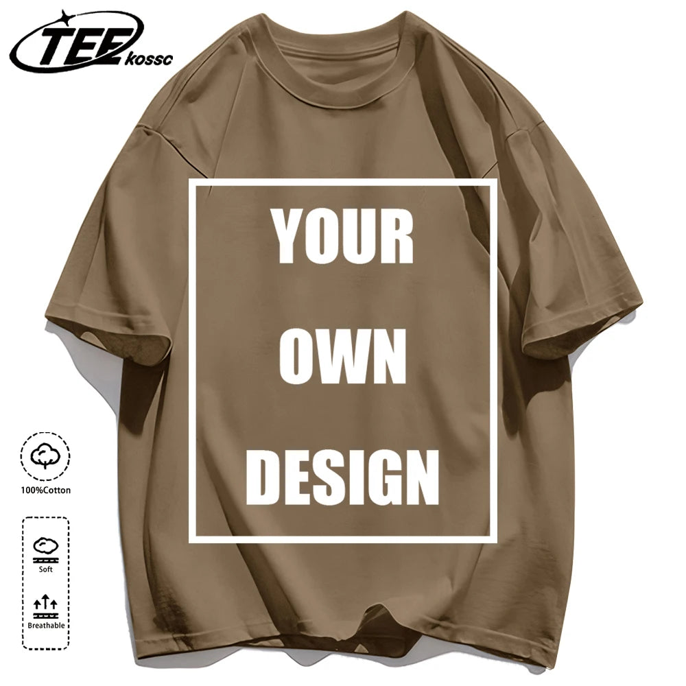 Customized LOGO Picture Men's Cotton T-Shirt Summer Colour Loose Short Sleeves Comfortable Fashion T Shirts Unisex O-Neck DIY Te