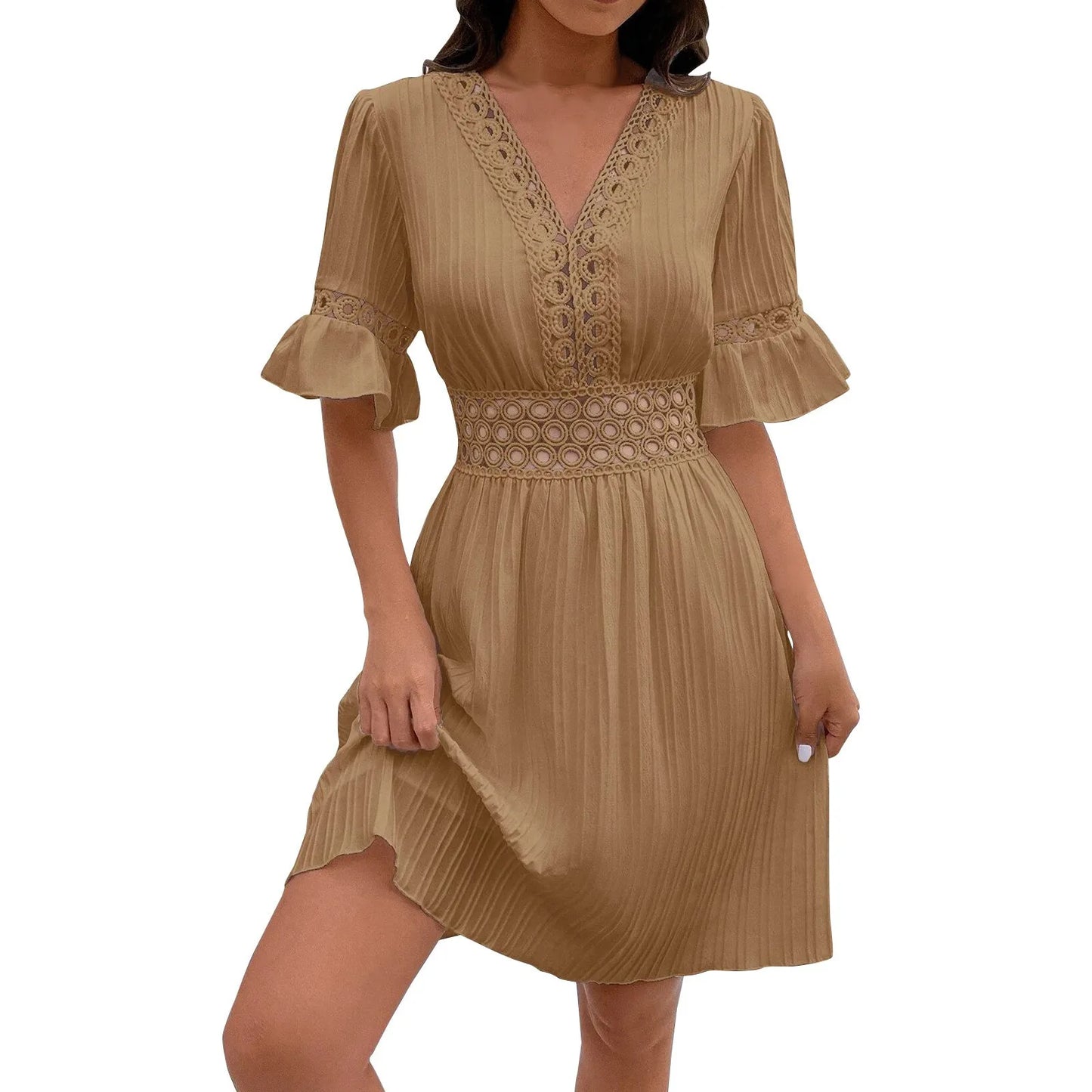 Women’s V-Neck A-Line Mini Dress.